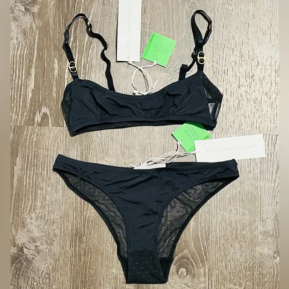 STELLA MCCARTNEY**Black Annabelle Dashing Bralette + Underwear Small**$189 - Picture 2 of 10